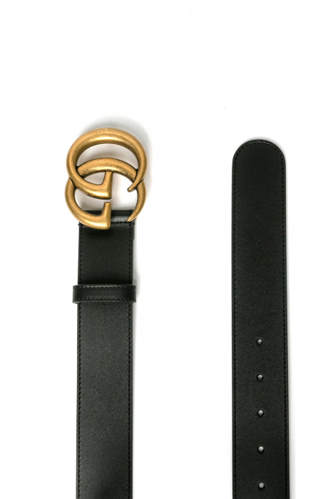 GUCCI Leather Belt With Double G Buckle TWIST