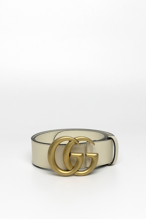Leather Belt With Double G Buckle Belt