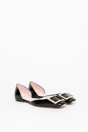 Trompette Dorsay Metal Buckle Ballerinas In Patent Leather Flats
