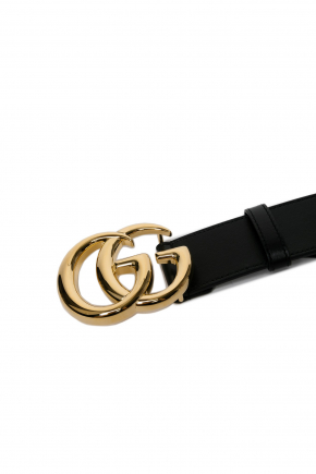 Gg Marmont Leather With Shiny Buckle Belt