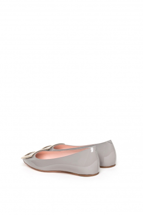 Trompette Metal Buckle Ballerinas In Patent Leather Flats