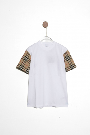 Vintage Check Sleeve Cotton Oversized T恤