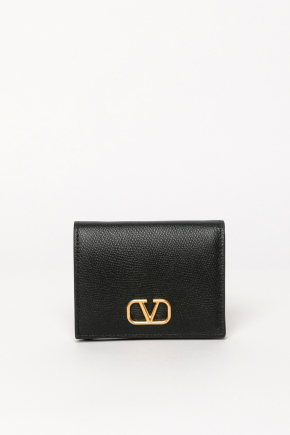 Compact Vlogo Signature Grainy Calfskin Wallet 銀包