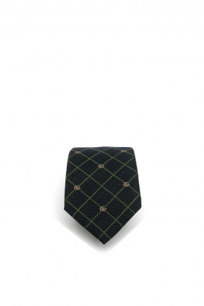 Double G And Check Silk Jacquard Tie