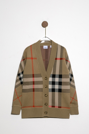 Check Technical Wool Jacquard Cardigan