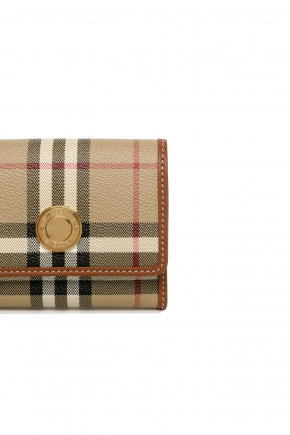 Check And Leather Small Folding Wallet