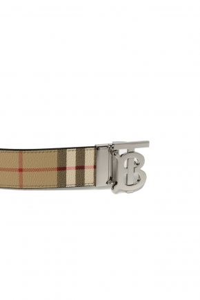 Check And Leather Reversible Tb Belt Belt