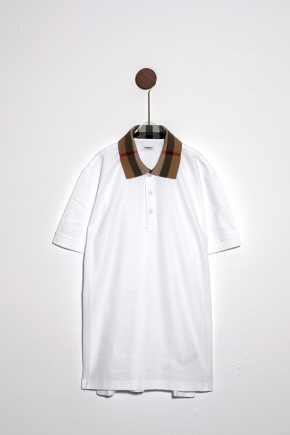 Check Collar Cotton Polo Shirt Polo衫