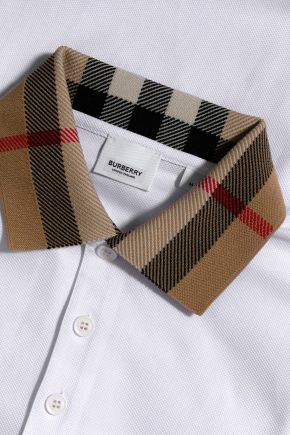 Check Collar Cotton Polo Shirt Polo衫