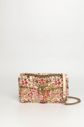 Gg Marmont Small Floral Chain Bag/crossbody Bag