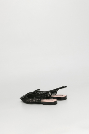 Gommettine Net Lacquered Buckle Slingback Ballerinas In Fabric Flats