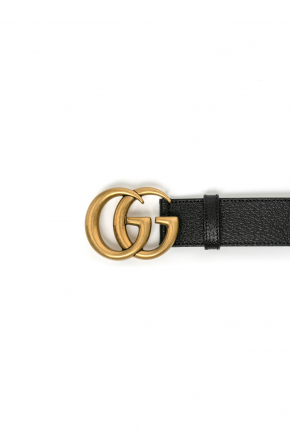 Wide Leather With Double G Buckle Belt