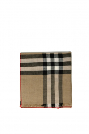 Check Wool Silk Scarf 圍巾