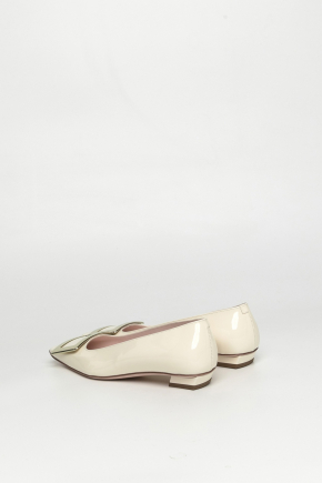 Belle Vivier Metal Buckle Ballerinas In Patent Leather Flats