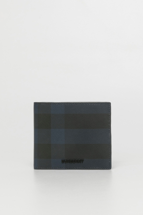 Check And Leather Bifold Wallet