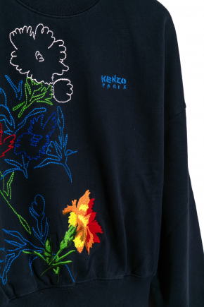 Kenzo Drawn Flowers Embroidered Sweatshirt Sweater