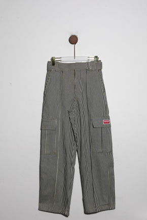 Striped Straight-Cut Genderless Cargo Jeans