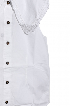 Cotton Poplin Sleeveless Frill Collar Shirt Tank Top
