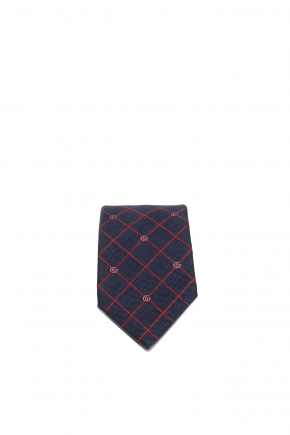 Double G And Check Silk Jacquard Tie