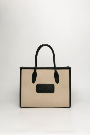 Kenzo 18 Large Canvas And Leather Tote Bag