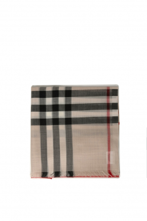 Check Wool Silk Scarf
