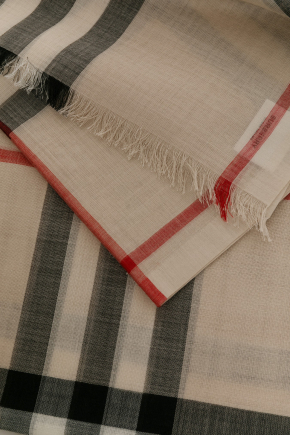 Check Wool Silk Scarf