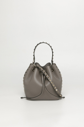 Rockstud Grainy Calfskin Bucket Bag/crossbody Bag