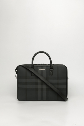 Charcoal Check And Leather 公事包