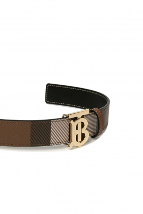 Check And Leather Reversible tb Belt