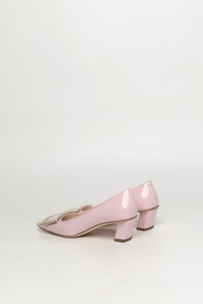 Belle Vivier Metal Buckle Pumps In Patent Leather Pumps