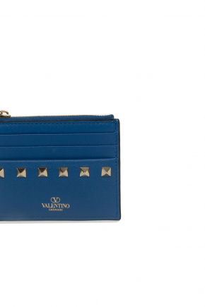 Rockstud Calfskin Cardholder With Zipper 卡片包/零钱包
