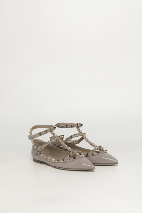 Patent Rockstud Caged Ballet 平底鞋