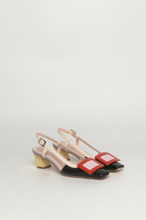 Belle Vivier Covered Buckle Slingback In Patent Leather 密頭高跟鞋