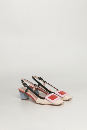 Belle Vivier Covered Buckle Slingback In Patent Leather 密頭高跟鞋