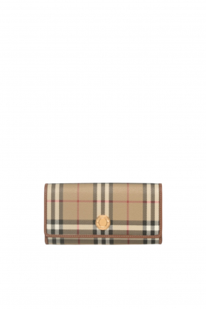 Check And Leather Continental Wallet 銀包