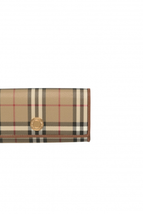 Check And Leather Continental Wallet 銀包