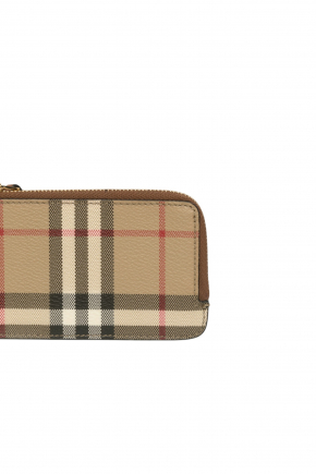 Check And Leather Zip Card Case 卡片包/零錢包
