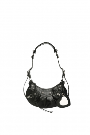 Crocodile Embossed Calfskin Leather Shoulder Bag