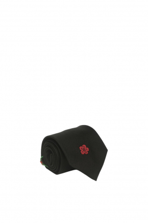 Kenzo Crest Embroidered Silk Tie Tie