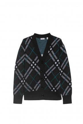 Check Wool Blend Cardigan 開襟毛衣