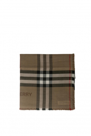 Reversible Check Wool Silk Scarf 圍巾