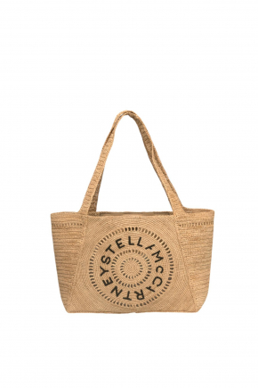 Logo Raffia Medium Tote Bag