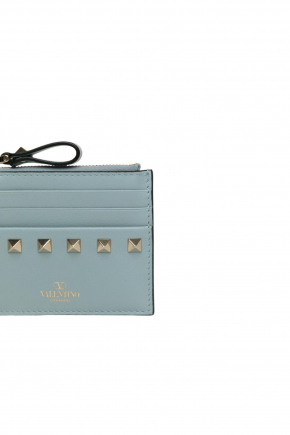 Rockstud Calfskin Cardholder With Zipper 卡片包/零钱包