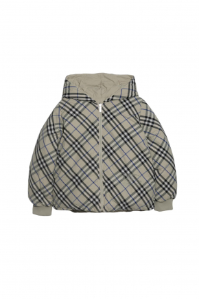 Reversible Check Nylon Puffer Jacket Down Jacket