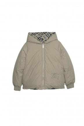 Reversible Check Nylon Puffer Jacket Down Jacket