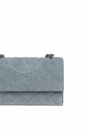 Small Fleming Denim-Print Suede Chain Bag/crossbody Bag