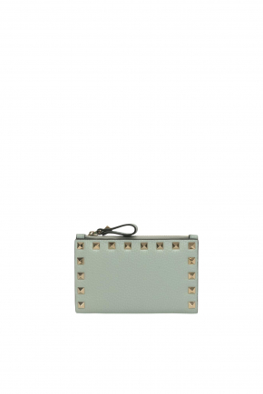 Rockstud Grainy Calfskin Cardholder With Zipper 卡片包/零錢包