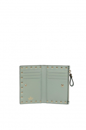 Rockstud Grainy Calfskin Cardholder With Zipper 卡片包/零錢包