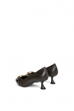 小牛皮密头高跟鞋