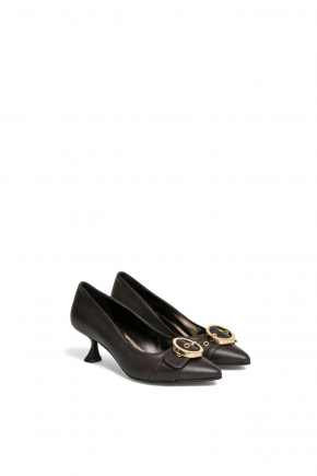 小牛皮密头高跟鞋